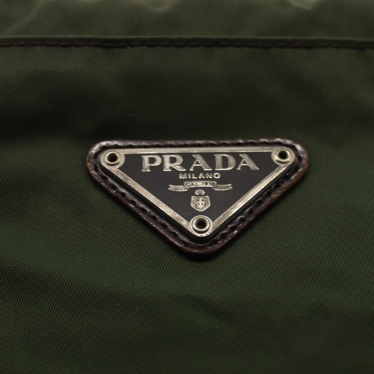 PRADA Shoulder Bag Nylon Khaki Silver Auth 86885