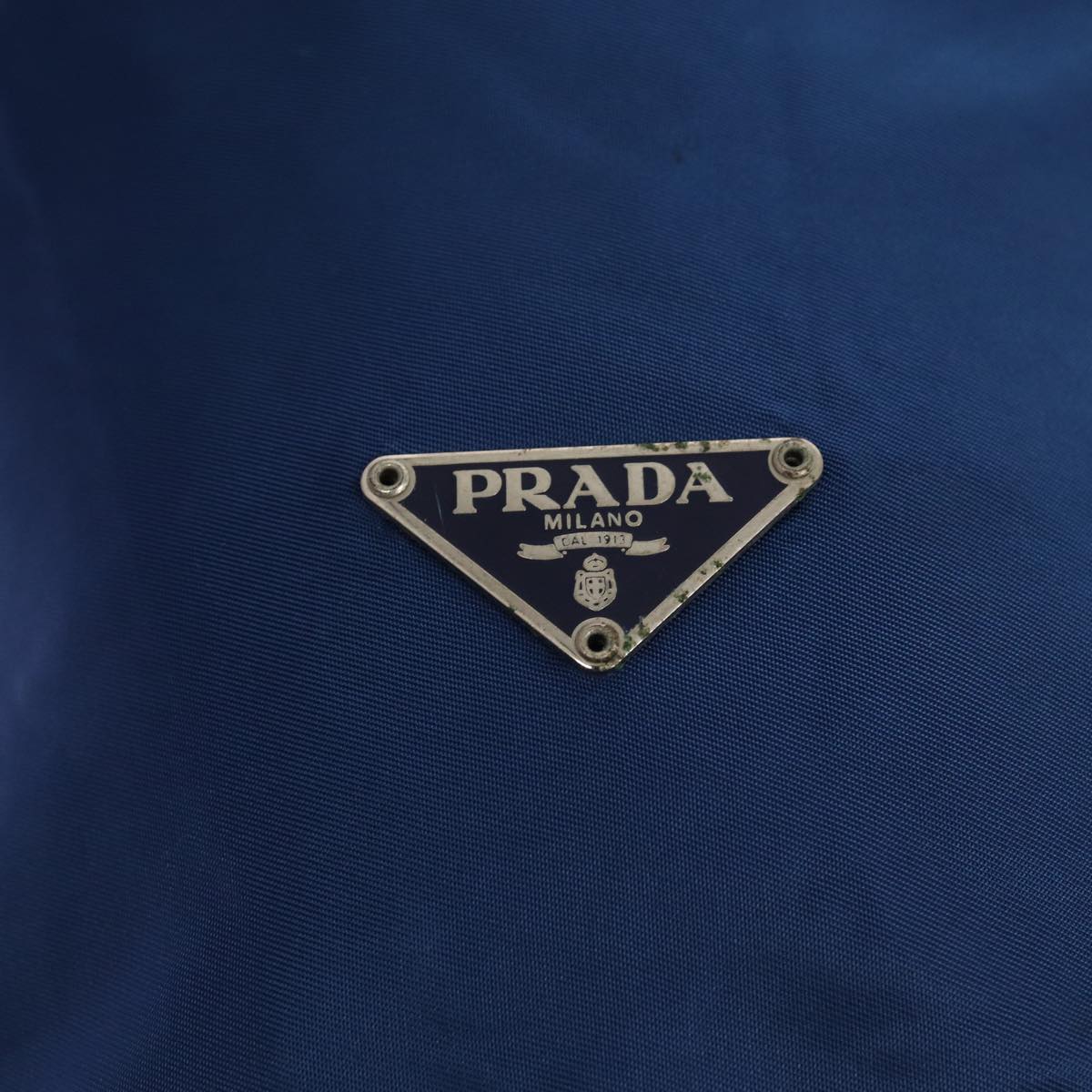 PRADA Shoulder Bag Nylon Blue Silver Auth 86892