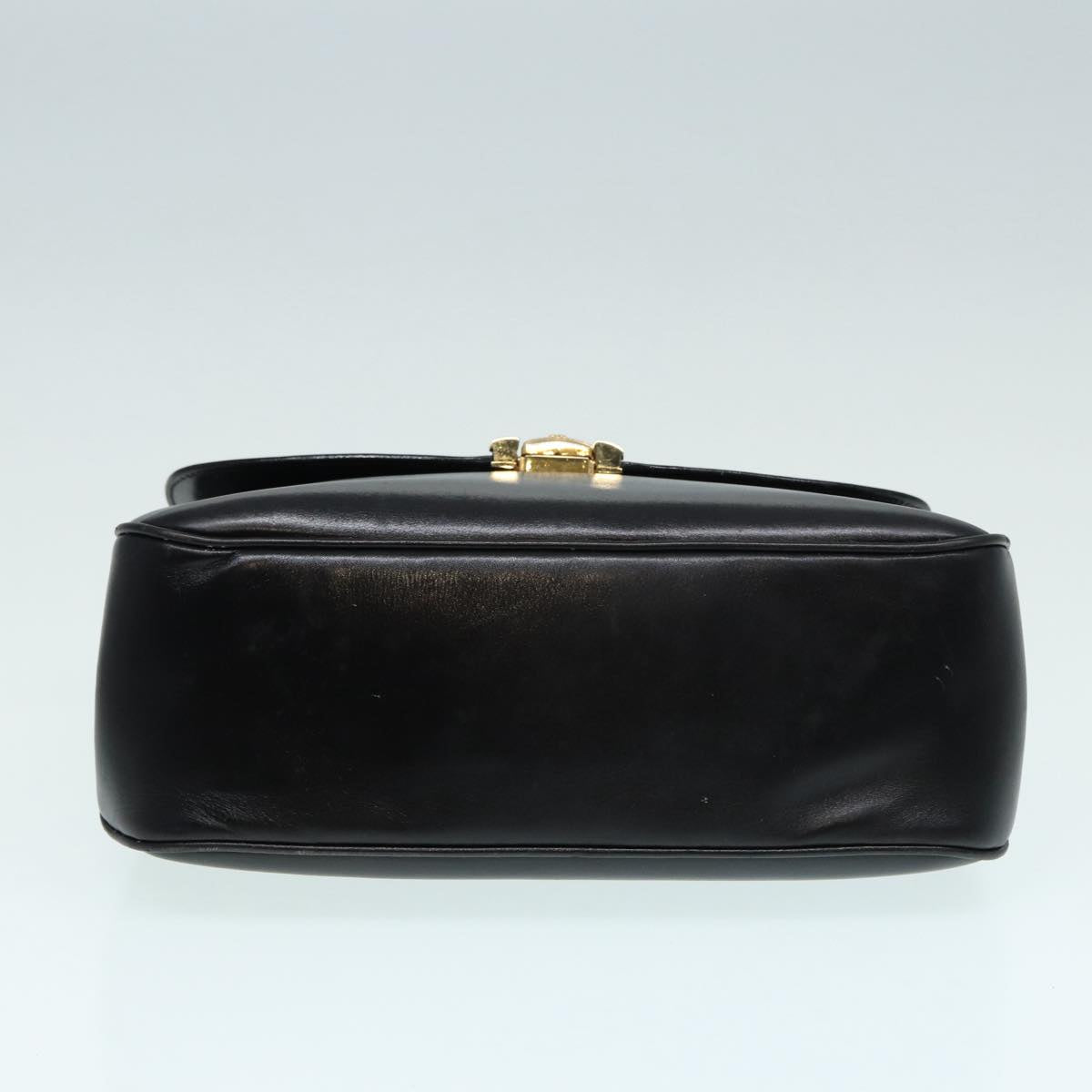 CELINE Hand Bag Leather Black Gold Auth 86893