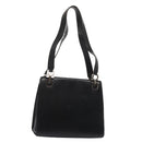 Salvatore Ferragamo Gancini Shoulder Bag Leather Black Silver Auth 86895-1