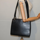 Salvatore Ferragamo Gancini Shoulder Bag Leather Black Silver Auth 86895-23