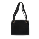 Salvatore Ferragamo Gancini Shoulder Bag Leather Black Silver Auth 86895-2