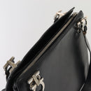 Salvatore Ferragamo Gancini Shoulder Bag Leather Black Silver Auth 86895-6