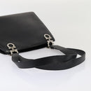 Salvatore Ferragamo Gancini Shoulder Bag Leather Black Silver Auth 86895-7