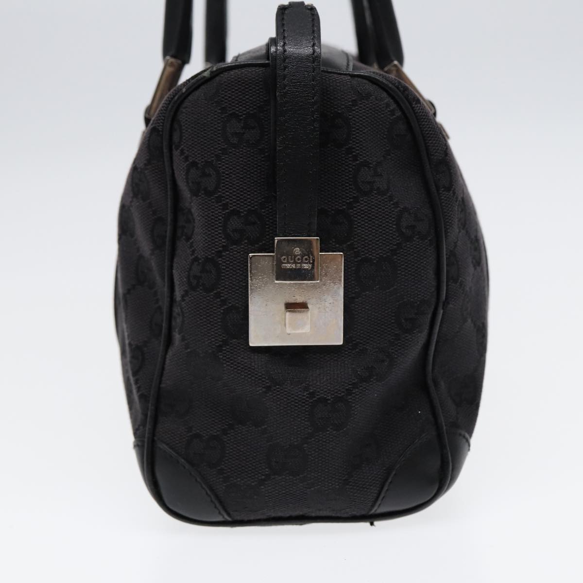 GUCCI GG Canvas Hand Bag Black Silver 000 0851 Auth 86898