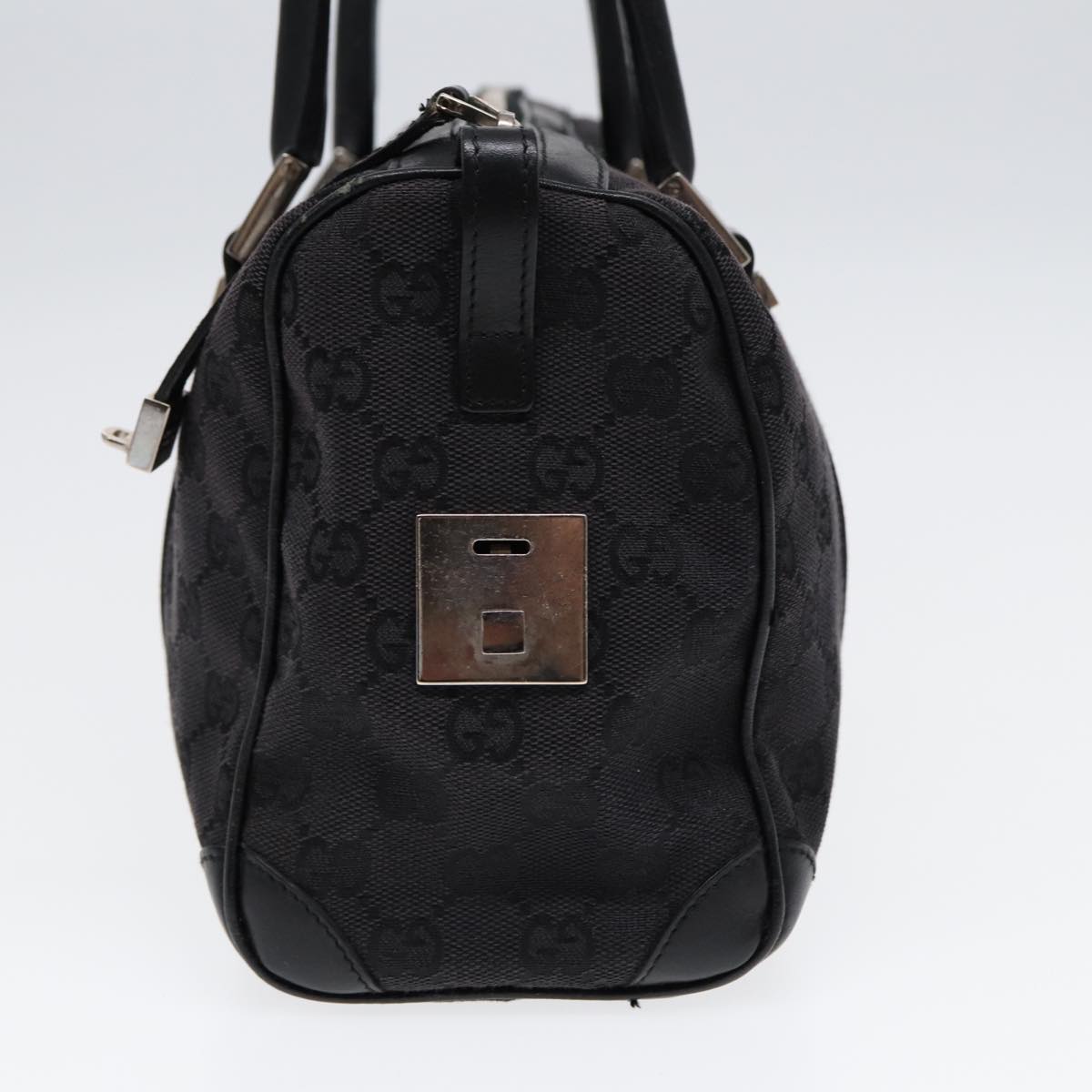 GUCCI GG Canvas Hand Bag Black Silver 000 0851 Auth 86898