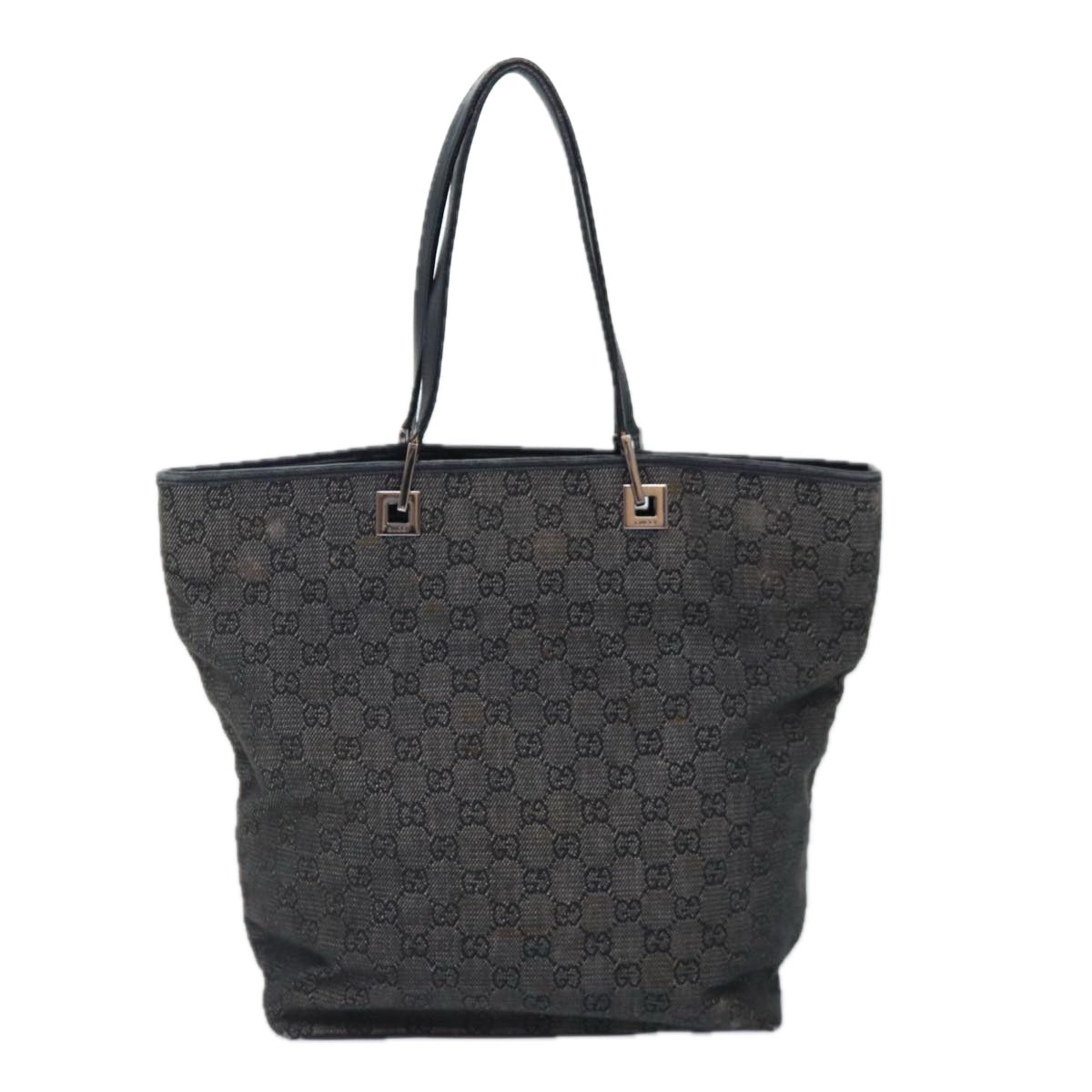 GUCCI GG Canvas Tote Bag Gray Silver 31243 Auth 86900