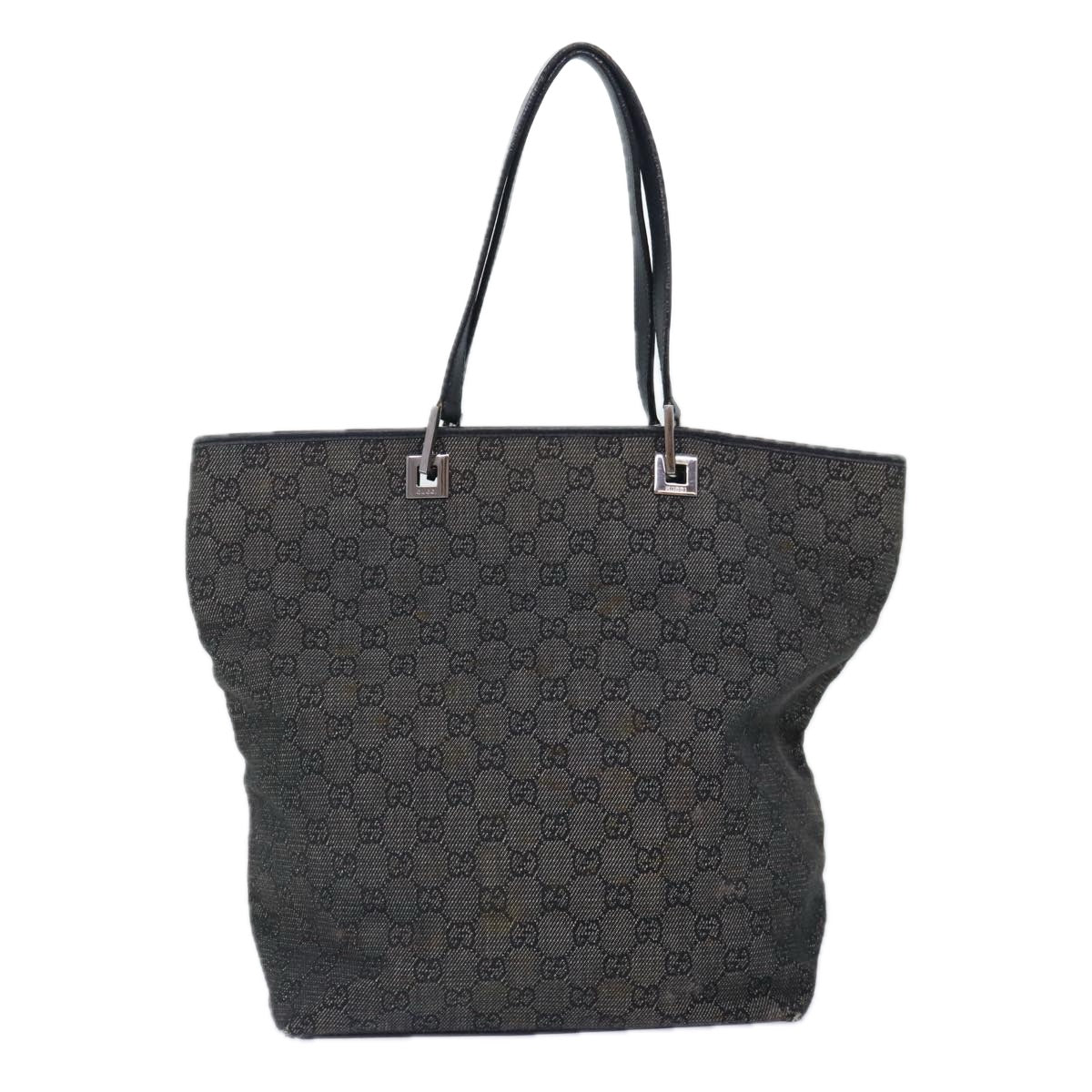 GUCCI GG Canvas Tote Bag Gray Silver 31243 Auth 86900