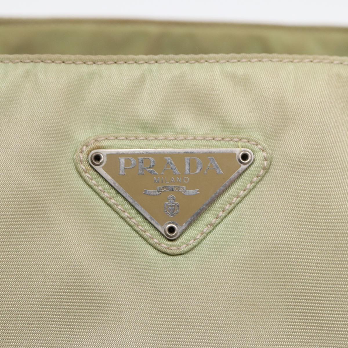 PRADA Hand Bag Nylon Beige Auth 86907