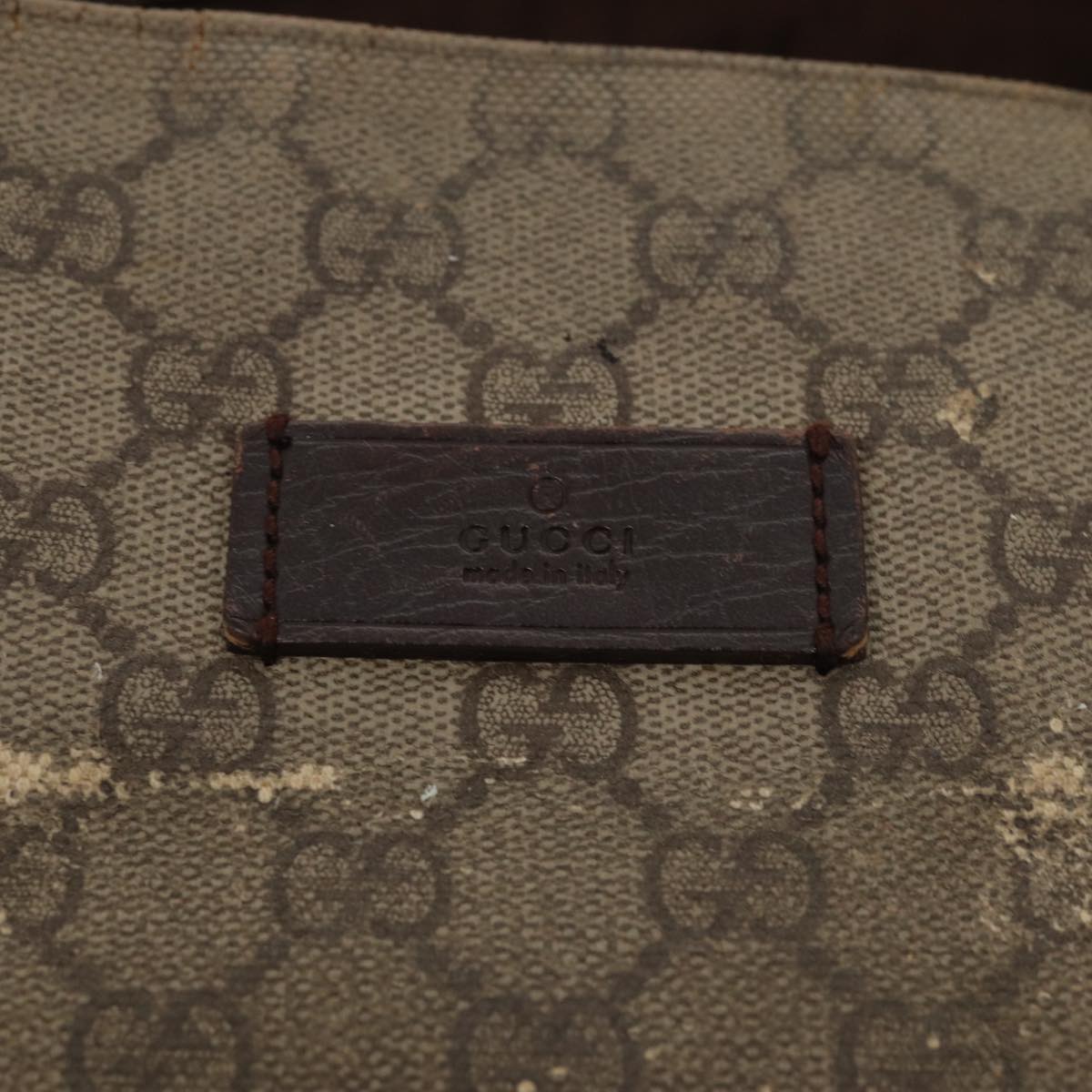 GUCCI GG Supreme Tote Bag PVC Leather Beige Silver 141624 Auth 86913