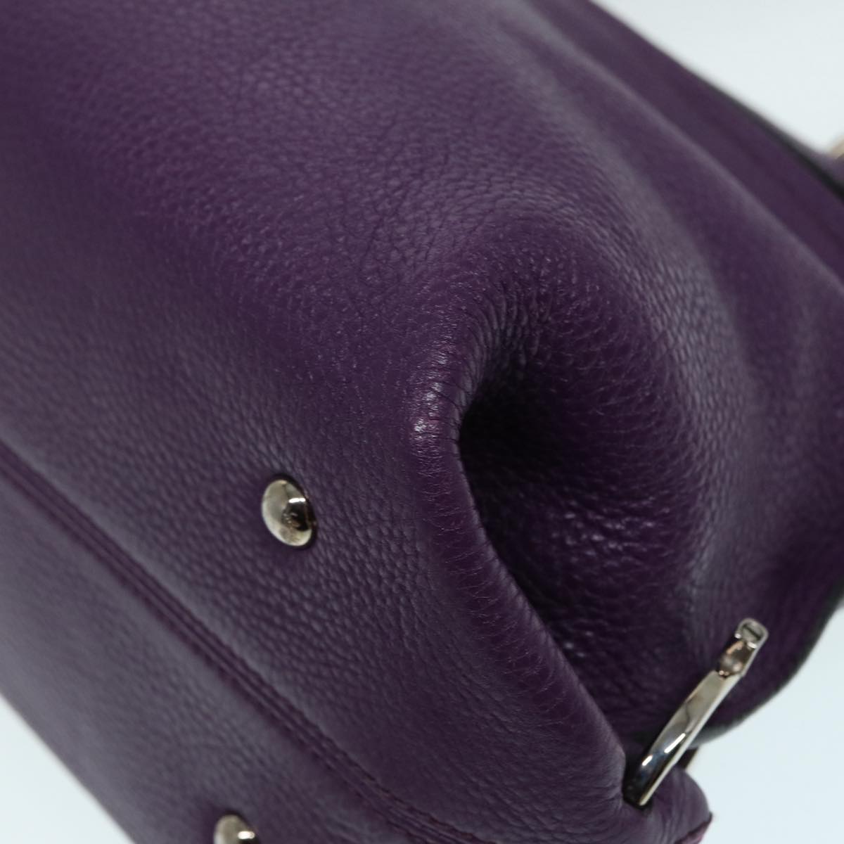 Salvatore Ferragamo Gancini Sofia Hand Bag Leather Purple Silver Auth 86915