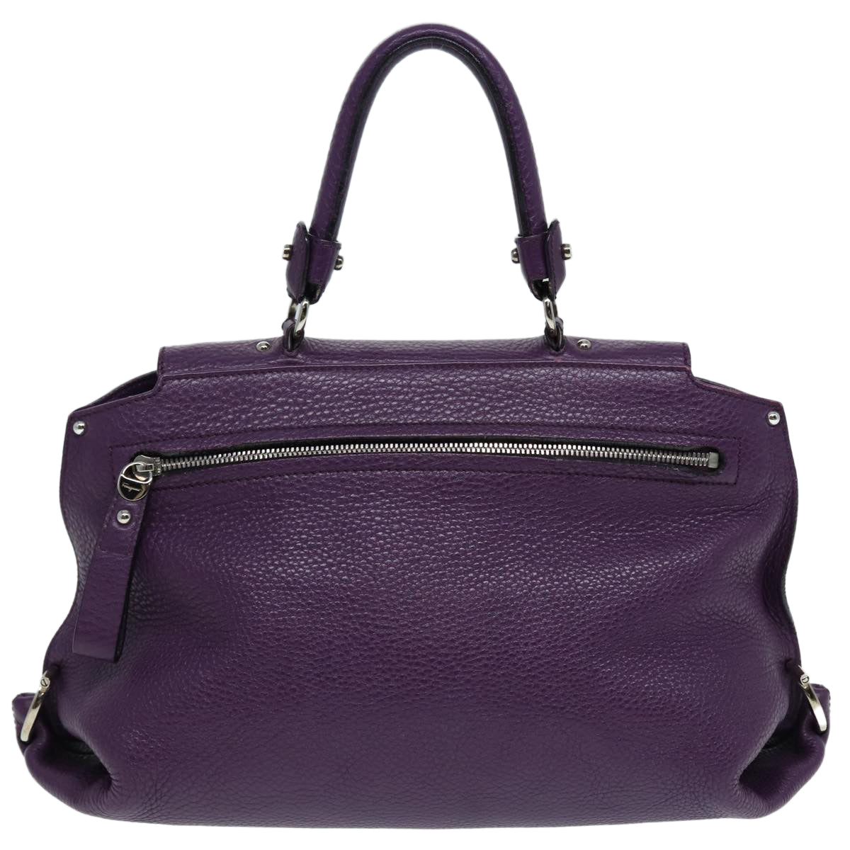 Salvatore Ferragamo Gancini Sofia Hand Bag Leather Purple Silver Auth 86915 - 0