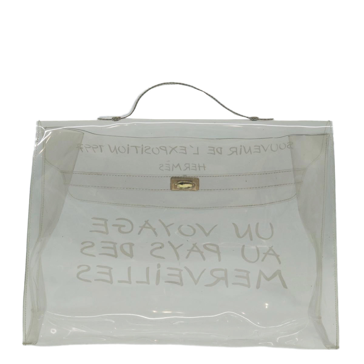 HERMES Vinyl Kelly Hand Bag Vinyl Clear Auth 86925 - 0