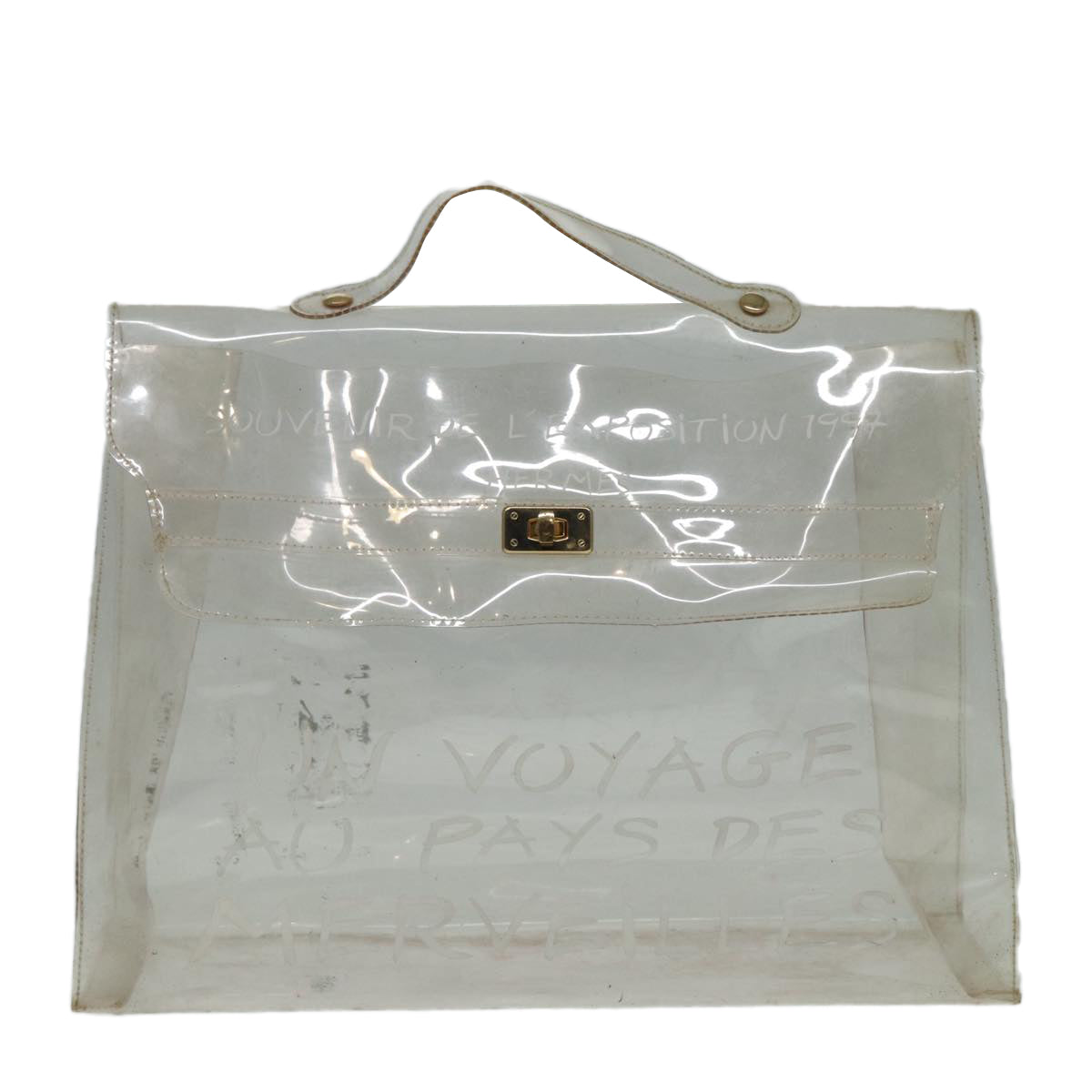 HERMES Vinyl Kelly Hand Bag Vinyl Clear Auth 86926