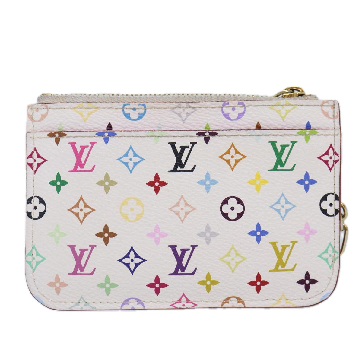 LOUIS VUITTON Multicolor Pochette Cles NM Coin Purse White M93734 LV Auth 86946 - 0