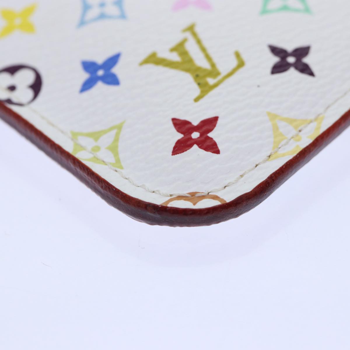 LOUIS VUITTON Multicolor Pochette Cles NM Coin Purse White M93734 LV Auth 86947