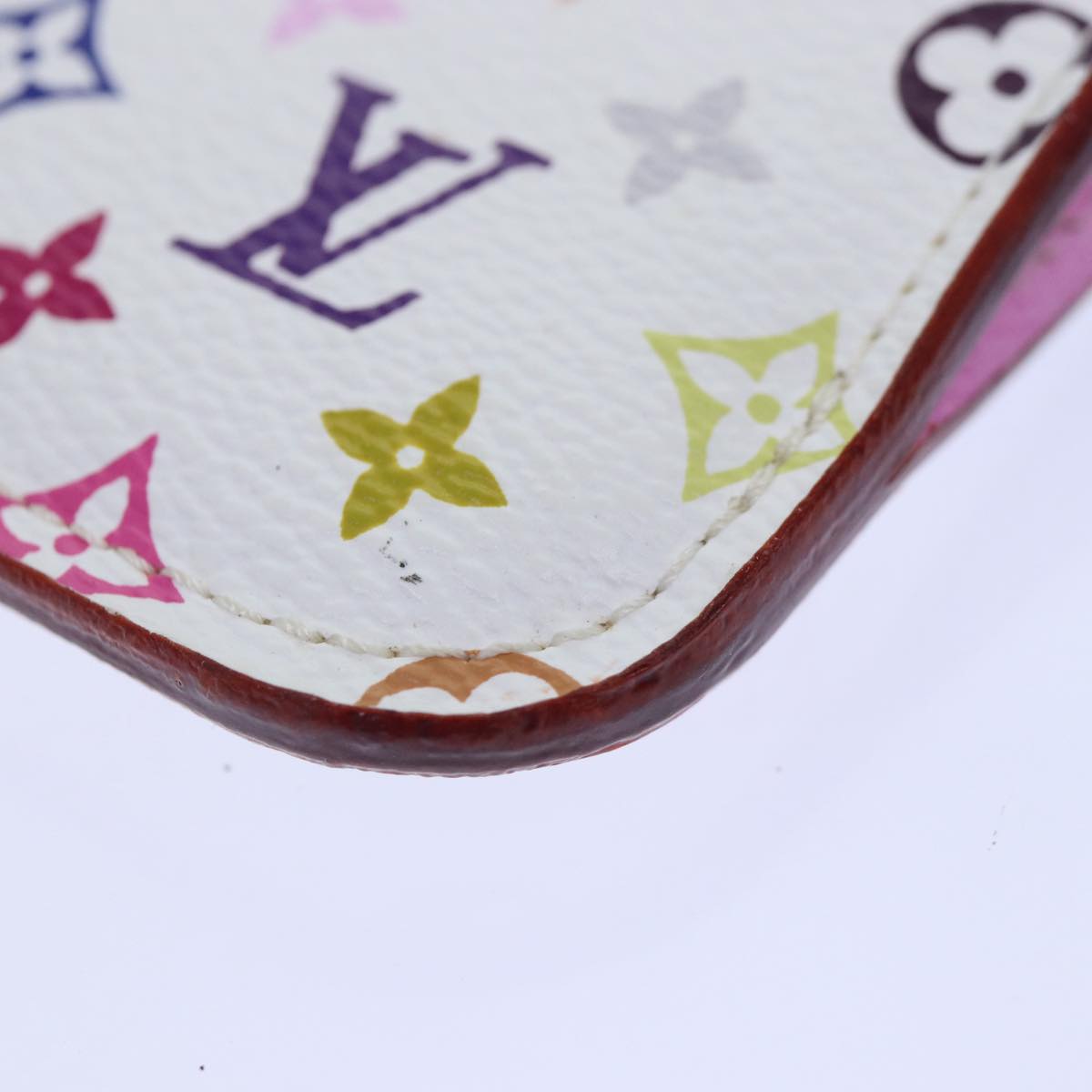 LOUIS VUITTON Multicolor Pochette Cles NM Coin Purse White M93734 LV Auth 86947