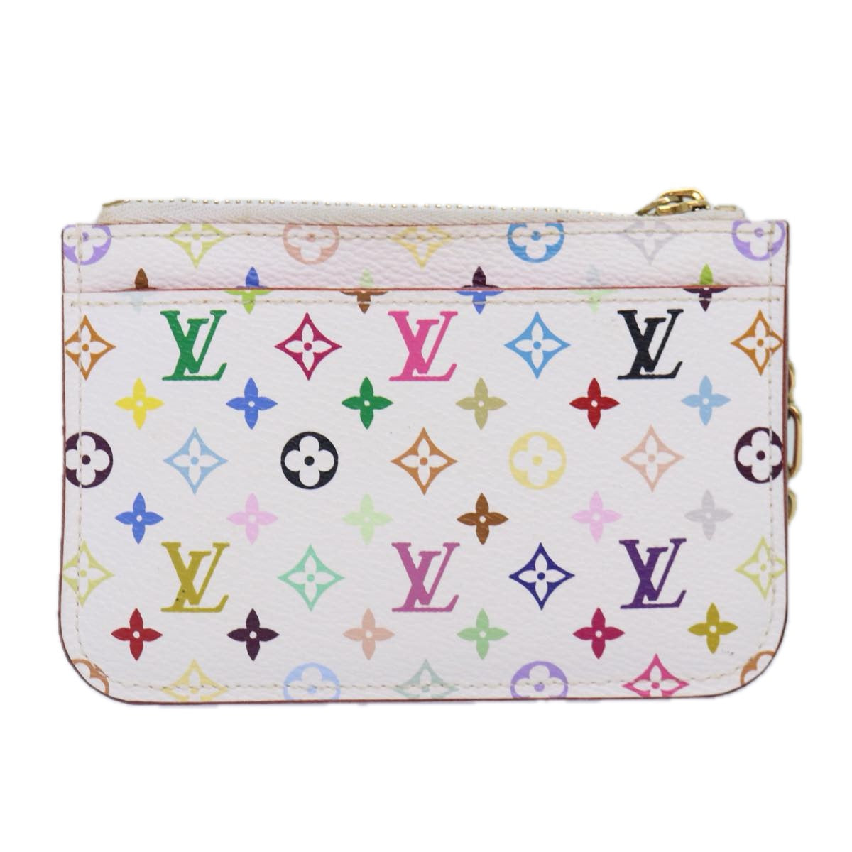 LOUIS VUITTON Multicolor Pochette Cles NM Coin Purse White M93734 LV Auth 86947 - 0