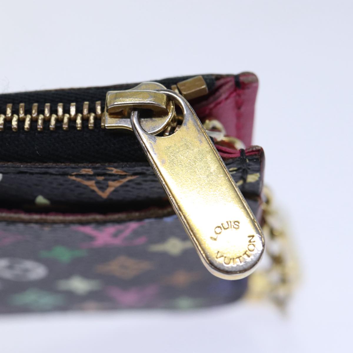 LOUIS VUITTON Multicolor Pochette ClesNM Coin Purse Black M60279 LV Auth 86948