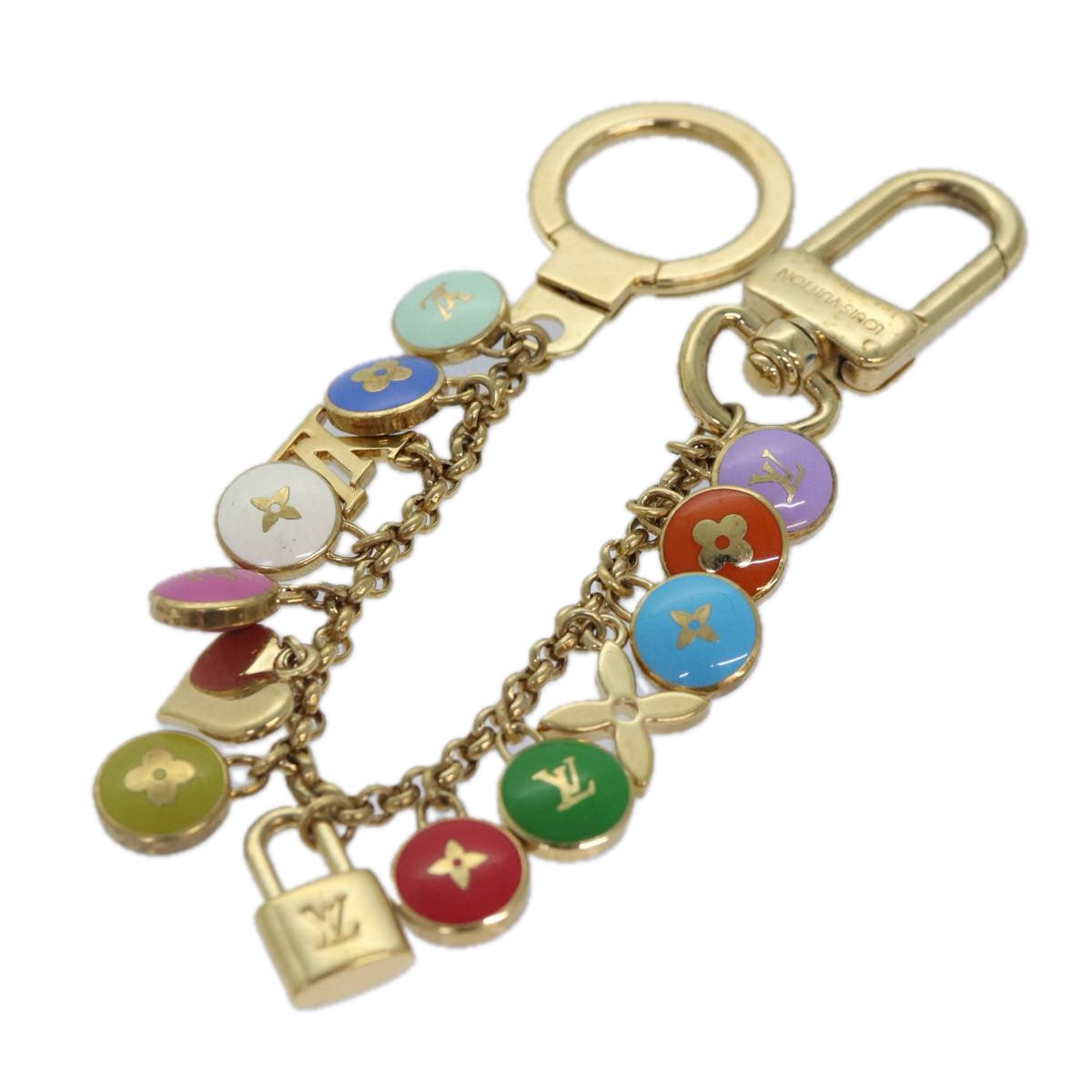 LOUIS VUITTON Monogram Porte Cles Chainne Pastilles Charm M66172 LV Auth 86957