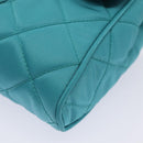 PRADA Chain Shoulder Bag Nylon Turquoise Blue Silver Auth 86958V-15