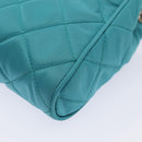 PRADA Chain Shoulder Bag Nylon Turquoise Blue Silver Auth 86958V-17