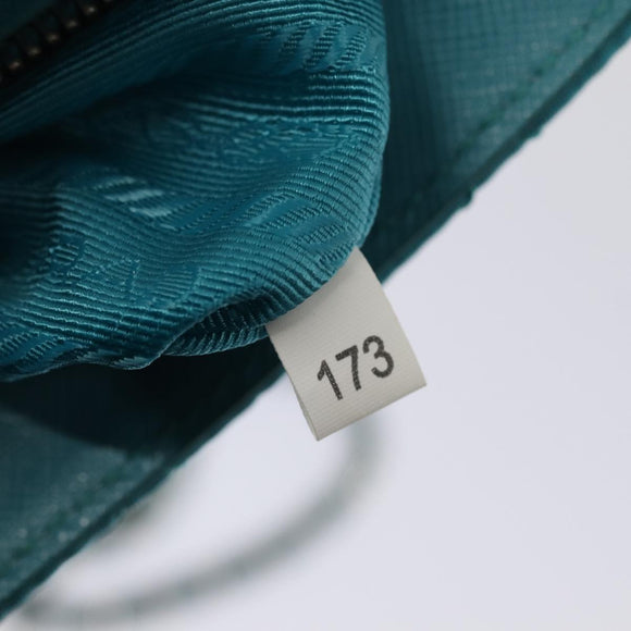 PRADA Chain Shoulder Bag Nylon Turquoise Blue Silver Auth 86958V