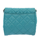 PRADA Chain Shoulder Bag Nylon Turquoise Blue Silver Auth 86958V-2