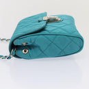 PRADA Chain Shoulder Bag Nylon Turquoise Blue Silver Auth 86958V-3