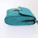 PRADA Chain Shoulder Bag Nylon Turquoise Blue Silver Auth 86958V-4