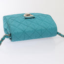 PRADA Chain Shoulder Bag Nylon Turquoise Blue Silver Auth 86958V-6
