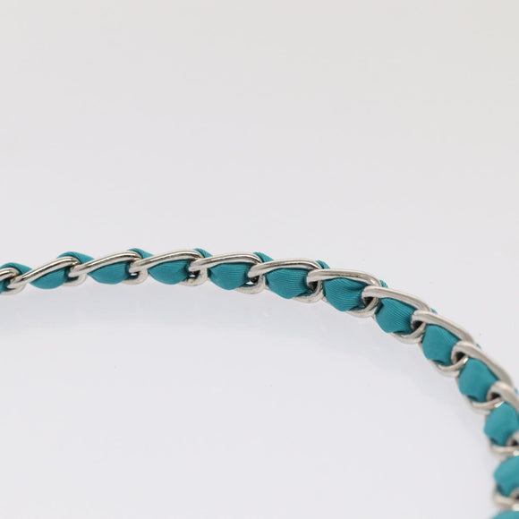 PRADA Chain Shoulder Bag Nylon Turquoise Blue Silver Auth 86958V