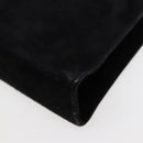 Salvatore Ferragamo Gancini Chain Shoulder Bag Suede Black Gold Auth 86970-16