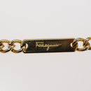 Salvatore Ferragamo Gancini Chain Shoulder Bag Suede Black Gold Auth 86970-9