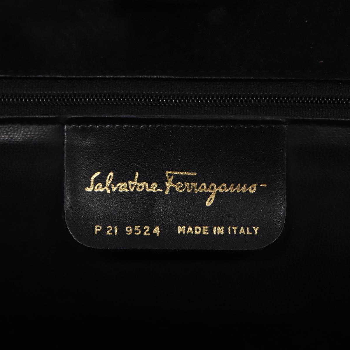 Salvatore Ferragamo Gancini Chain Shoulder Bag Suede Black Gold Auth 86970