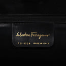 Salvatore Ferragamo Gancini Chain Shoulder Bag Suede Black Gold Auth 86970-12