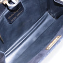 Salvatore Ferragamo Gancini Chain Shoulder Bag Suede Black Gold Auth 86970-10