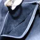Salvatore Ferragamo Gancini Chain Shoulder Bag Suede Black Gold Auth 86970-11