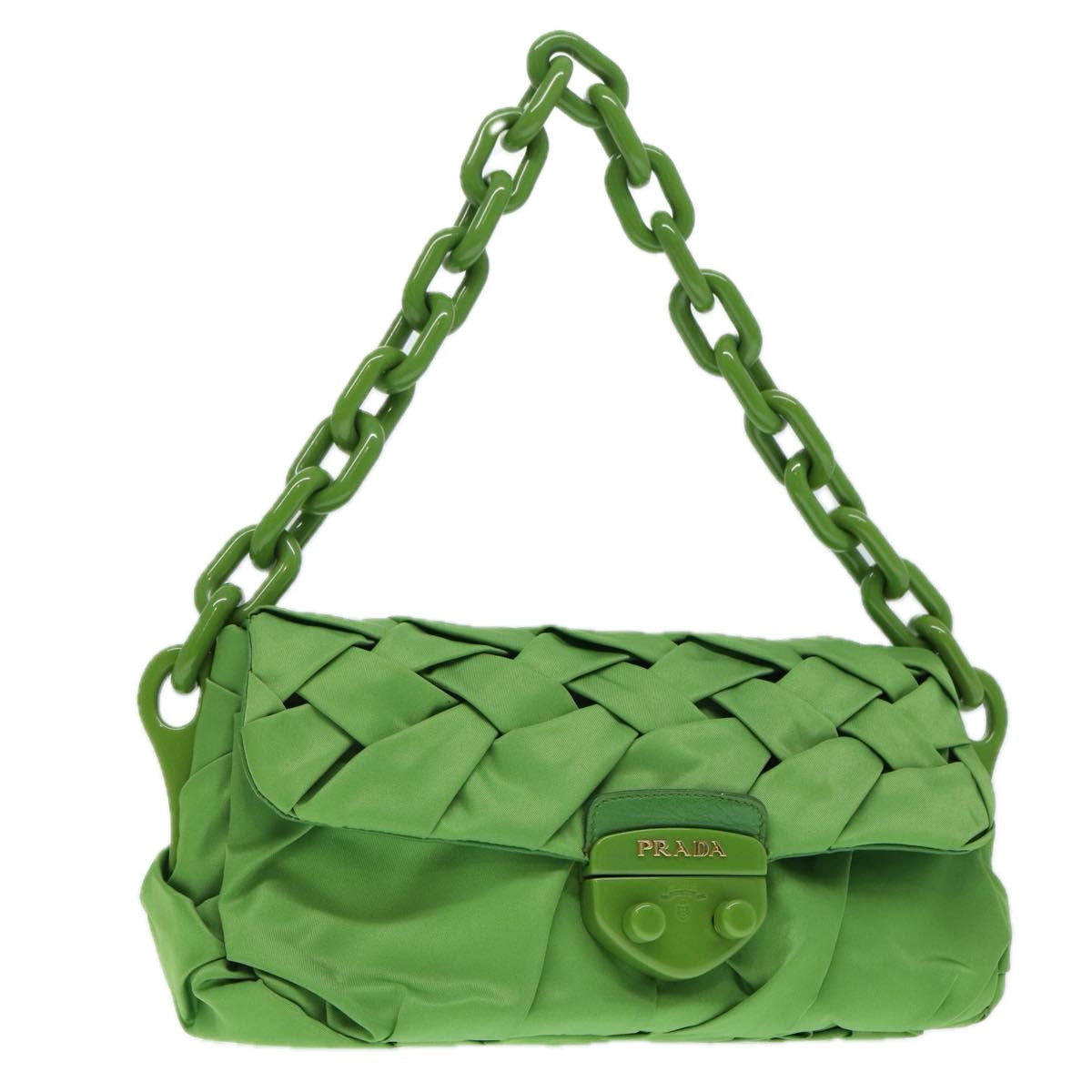 PRADA Shoulder Bag Nylon Green Auth 86986A