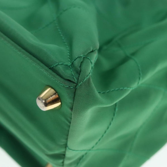 PRADA Handtasche Nylon Grün Gold Auth 86987