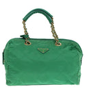 PRADA Hand Bag Nylon Green Gold Auth 86987-13