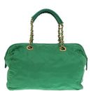 PRADA Hand Bag Nylon Green Gold Auth 86987-2