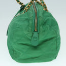 PRADA Hand Bag Nylon Green Gold Auth 86987-3