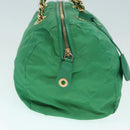 PRADA Hand Bag Nylon Green Gold Auth 86987-4