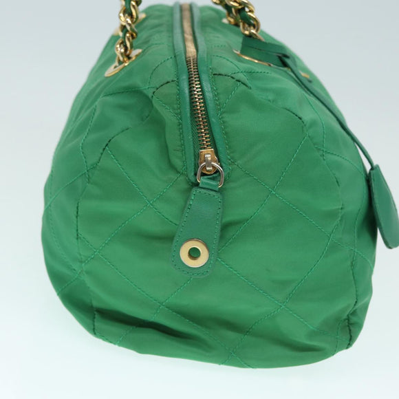 PRADA Handtasche Nylon Grün Gold Auth 86987