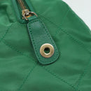 PRADA Hand Bag Nylon Green Gold Auth 86987-7