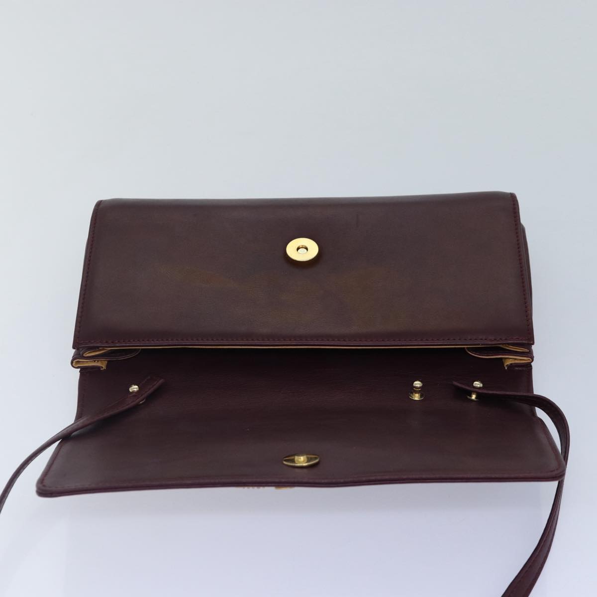 CELINE Chain Shoulder Bag Leather 2way Bordeaux Auth 87001