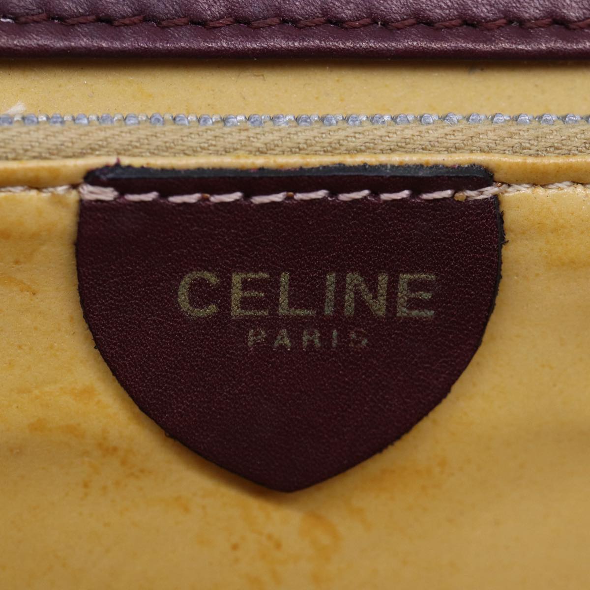 CELINE Chain Shoulder Bag Leather 2way Bordeaux Auth 87001