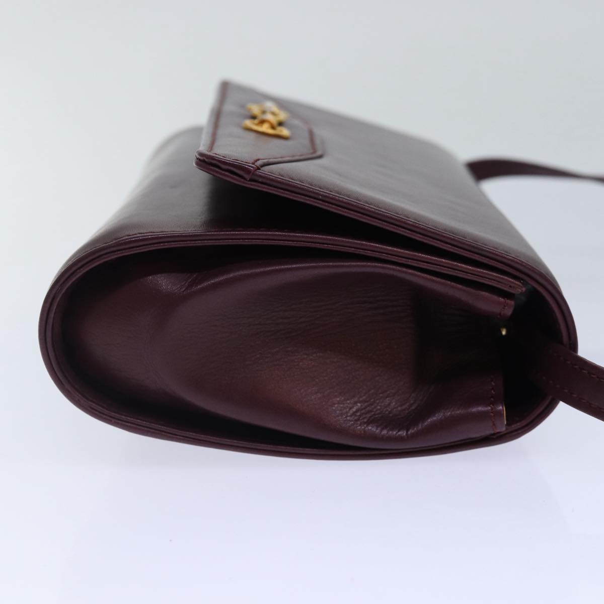 CELINE Chain Shoulder Bag Leather 2way Bordeaux Auth 87001