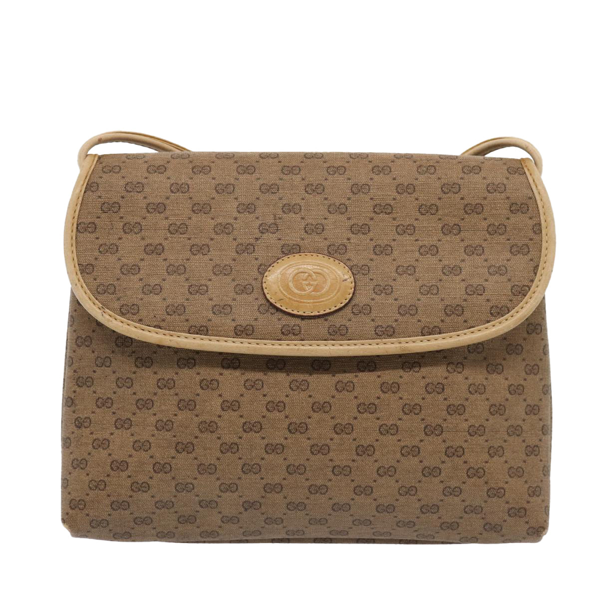 GUCCI Micro GG Supreme Shoulder Bag PVC Beige Gold 49 007 5548 Auth 87020